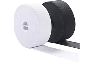 Elastic Bands for Sewing, 1 Inch Wide Elastic Fabric Band Springy Stretch Knitting Elastic Spool 10 Yards (5 Yards White,5 Ya