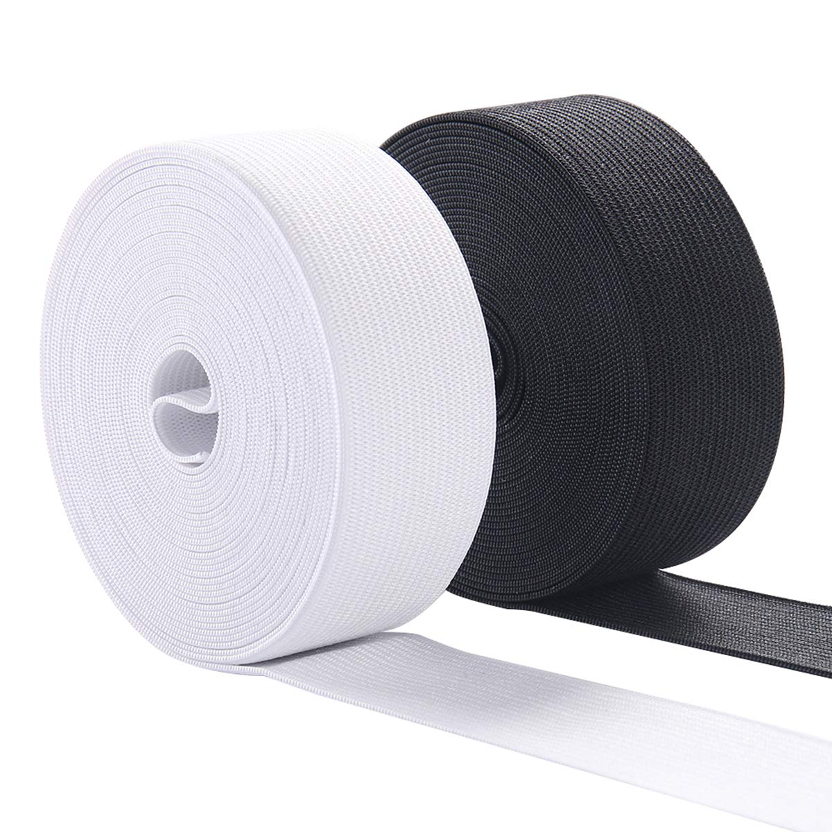 MYUREN 30mm (1-1/5 inch) Wide Flat Elastic Bands Waistband Tape Sewing Bands Webbing Garment Sewing Accessories for Dressmaking/Sewing/DIY Crafts -9m (4.5m Black, 4.5m White)