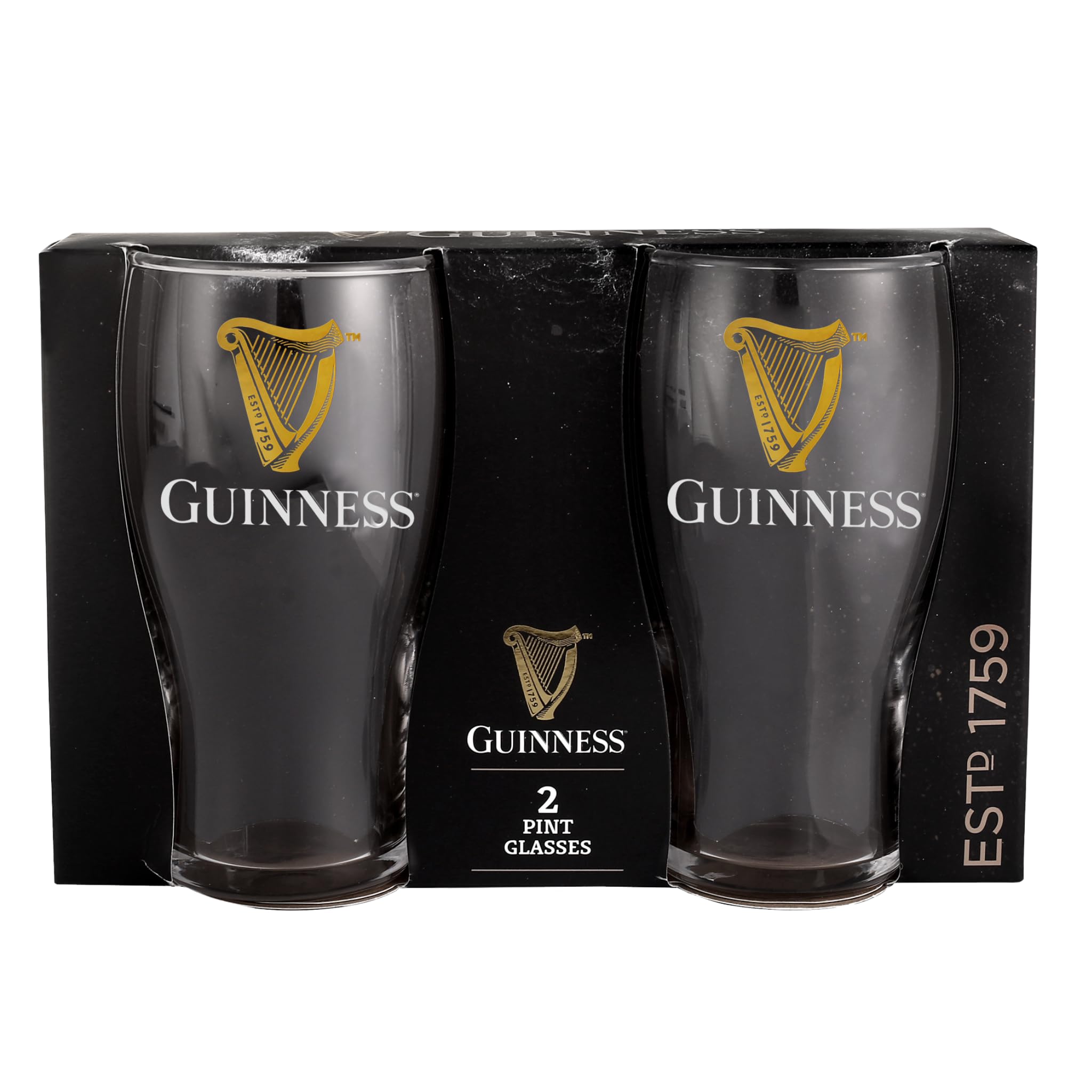 Photo 1 of LORD'S ROCKS Guinness Official 20oz Pint Glasses – Set of 2, Branded Tulip Shape Beer Glassware – Classic Irish Pub Style