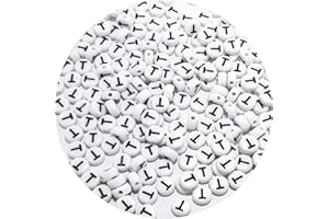 ACOFECT Round Letter Beads 4x7mm Acrylic Alphabet Beads T for Bracelets Making Keychain Jewelry DIY - 100pcs