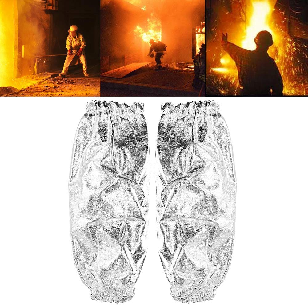 1000 Degree Heat Resistant Aluminum Foil Fireproof Oversleeve, Flame Retardancy Adjusted Arm Glove,High Temperature Resistance, Anti Iron Water Splatter,for Steel Plant Fire, Radiation