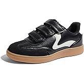 LUCKY STEP Women's Casual Fashion Retro Sneakers Classic Gum Sole Hook and Loop Tennis Footwear Anti Slip Skate Trainers Trendy Walking Shoes