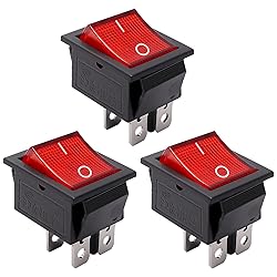 mxuteuk 3pcs AC110V/120V Rocker Switch DPST ON-Off