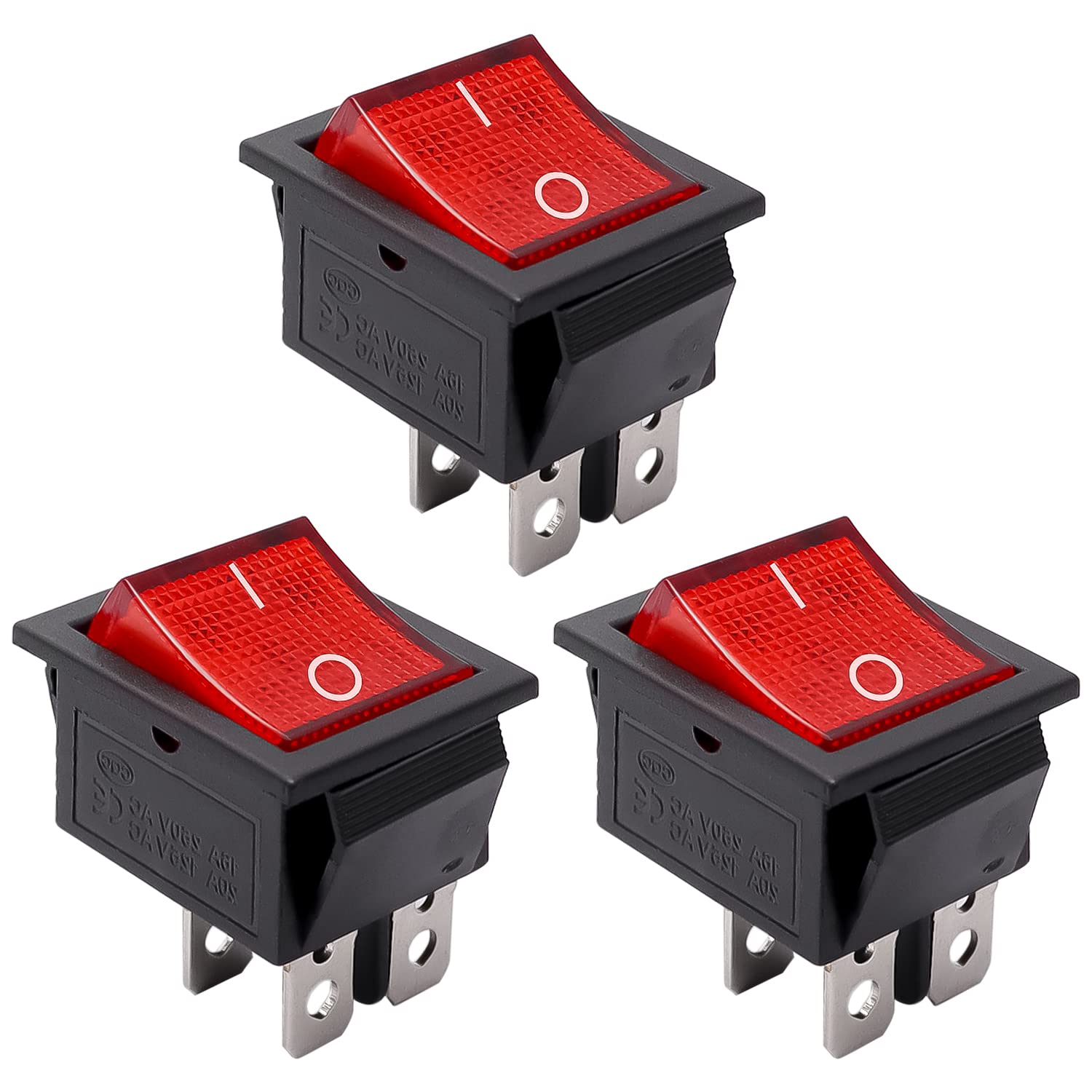 mxuteuk 3pcs AC110V/120V Rocker Switch DPST ON-Off