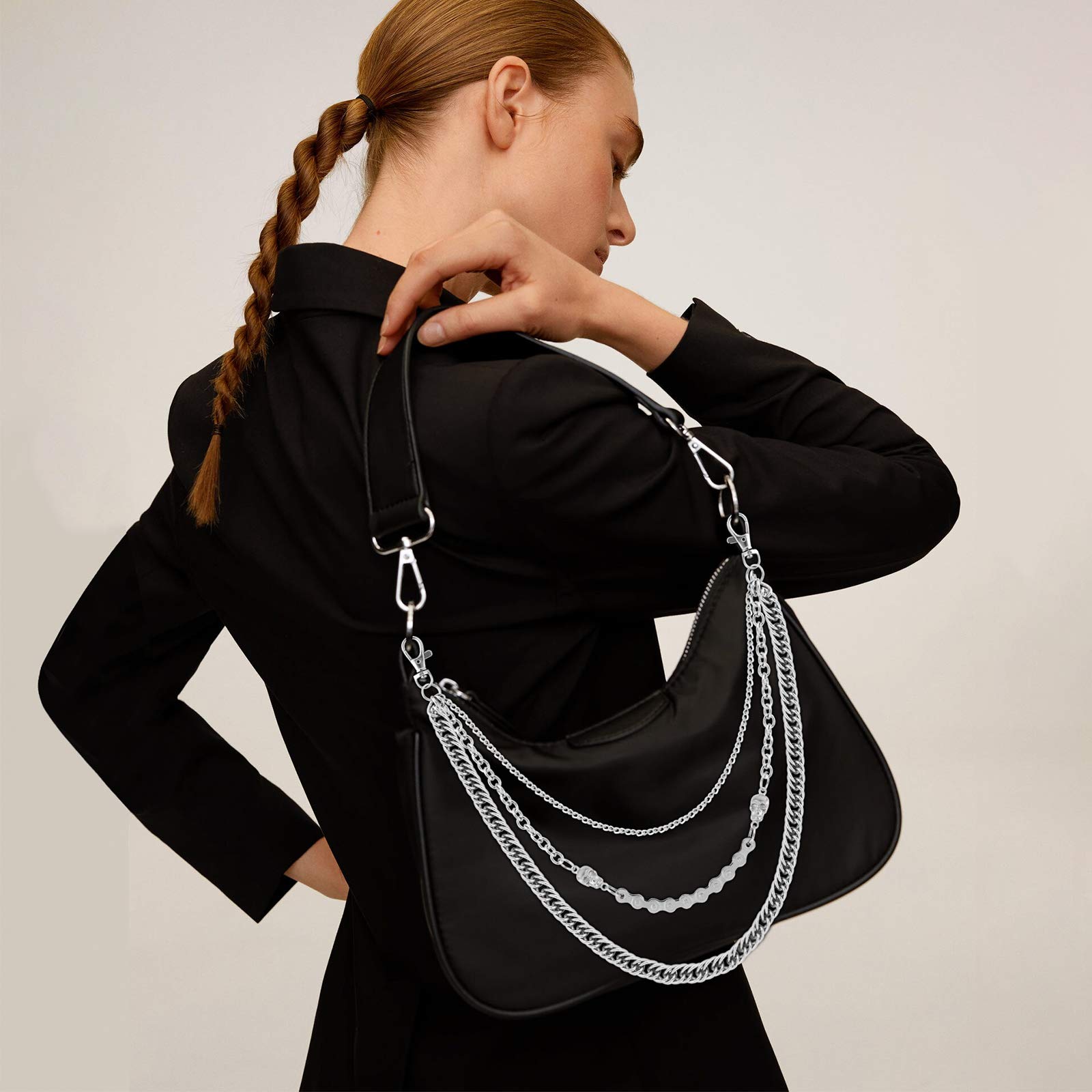 Jeans Chains Wallet Chain Pants Chain, Silver Pocket Chain Skull Chains Hip Hop Rock Chains Punk Gothic Metal Belt Chain Biker Trouser Chain Accessory Jewelry Gift for Men Women