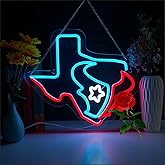 Texans Football Neon Sign for Bar Wall Decor, Football Lights Signs Bar for Man Cave Bedroom Home Bar Shop Pub Bistro Party Hotel Game Room Decor Gifts,17.5 * 15.6 In