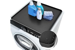 FAMSOULE Protective Silicone Rubber Mat for Washer and Dryer Cover for the Top, Anti-Slip Washing Machine Cover, Laundry Room Accessories, Nonstick Nonskid Heat-Resistant Pad ( 27“ x 27" -Black)