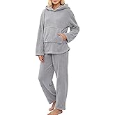 SSAXIGC Fluffy Pullover Sleepwear Pajamas Set,Winter Warm Sherpa Fleece Loungewear for Women, Soft Thermal Pjs
