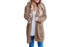 MEROKEETY Women's Long Sleeve Soft Chunky Knit Sweater Open Front Cardigans Outwear Coat