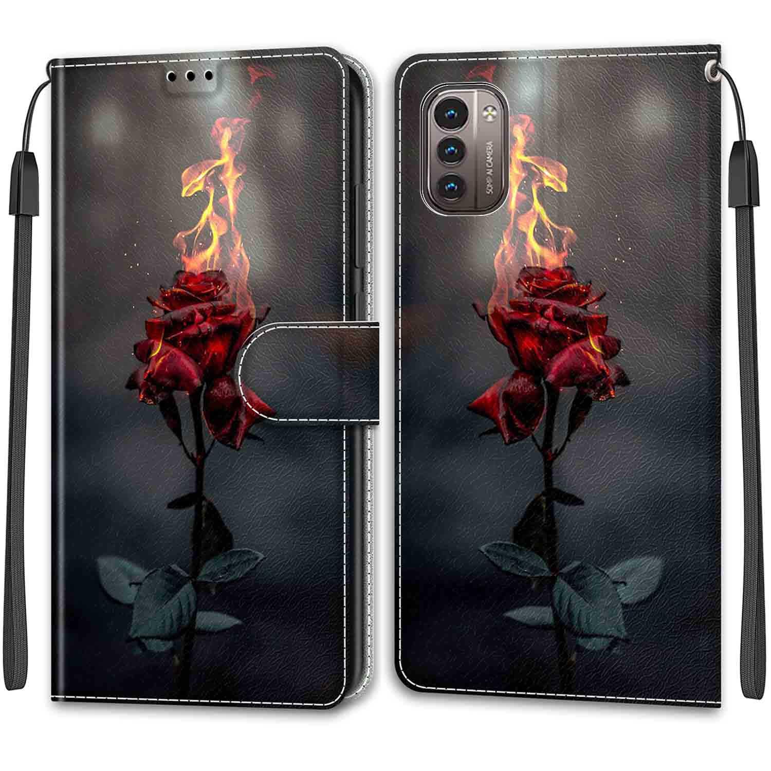 TOMYOU for Nokia G11 / Nokia G21 Phone Premium Pattern Leather Folio Cover, Magnetic Closure Protective Book Design Wallet Flip with Card Slots Kickstand for Nokia G11 / Nokia G21 Case (Roses) — image 1