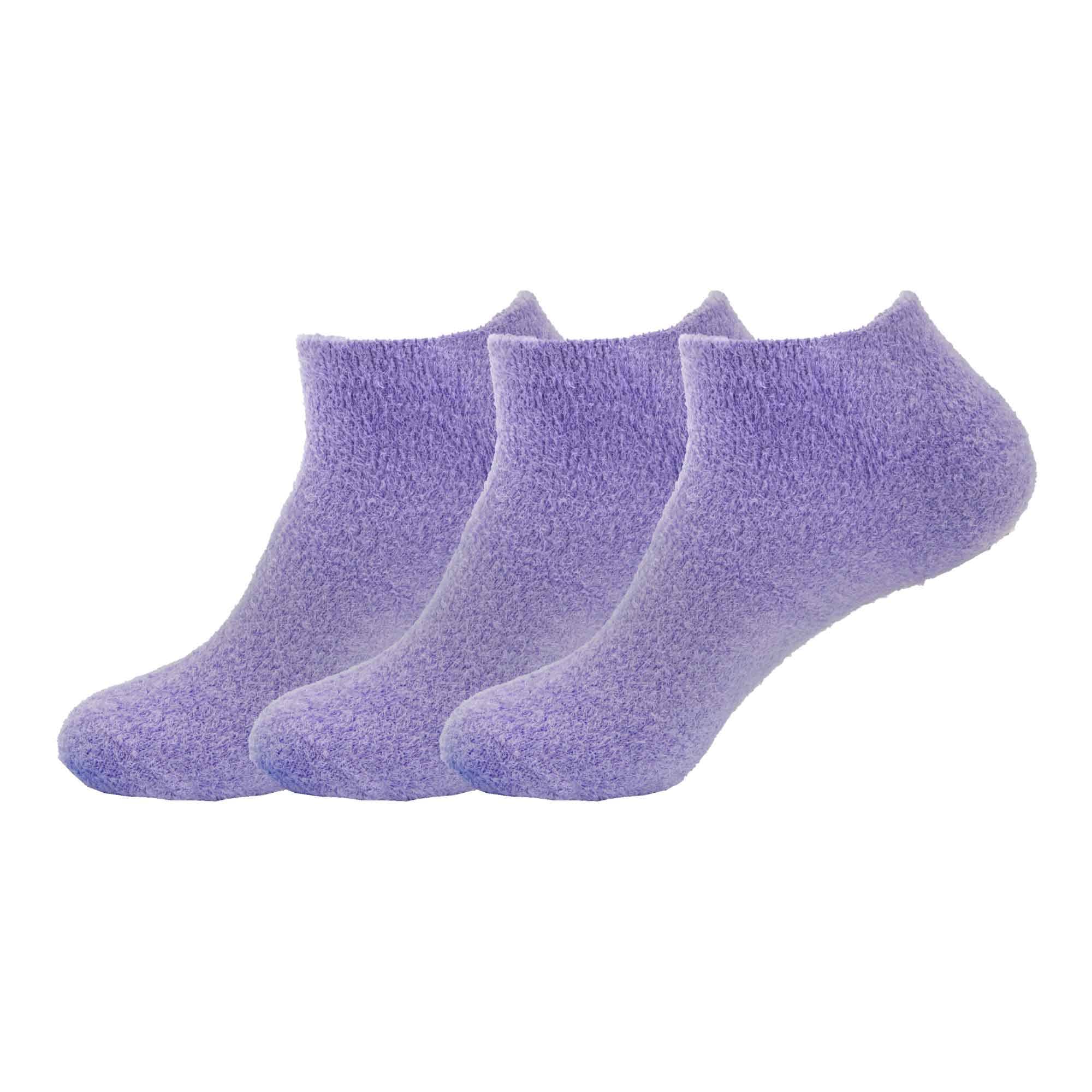 BambooMN Women's Small Super Aloe Infused Fuzzy Nylon Socks - Lavender Purple - X-Large (UK Size 7-11)