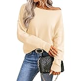 Saodimallsu Womens Off The Shoulder Sweater Boat Neck Batwing Sleeve Knit Pullover 2025 Cute Casual Trendy Jumper Tops