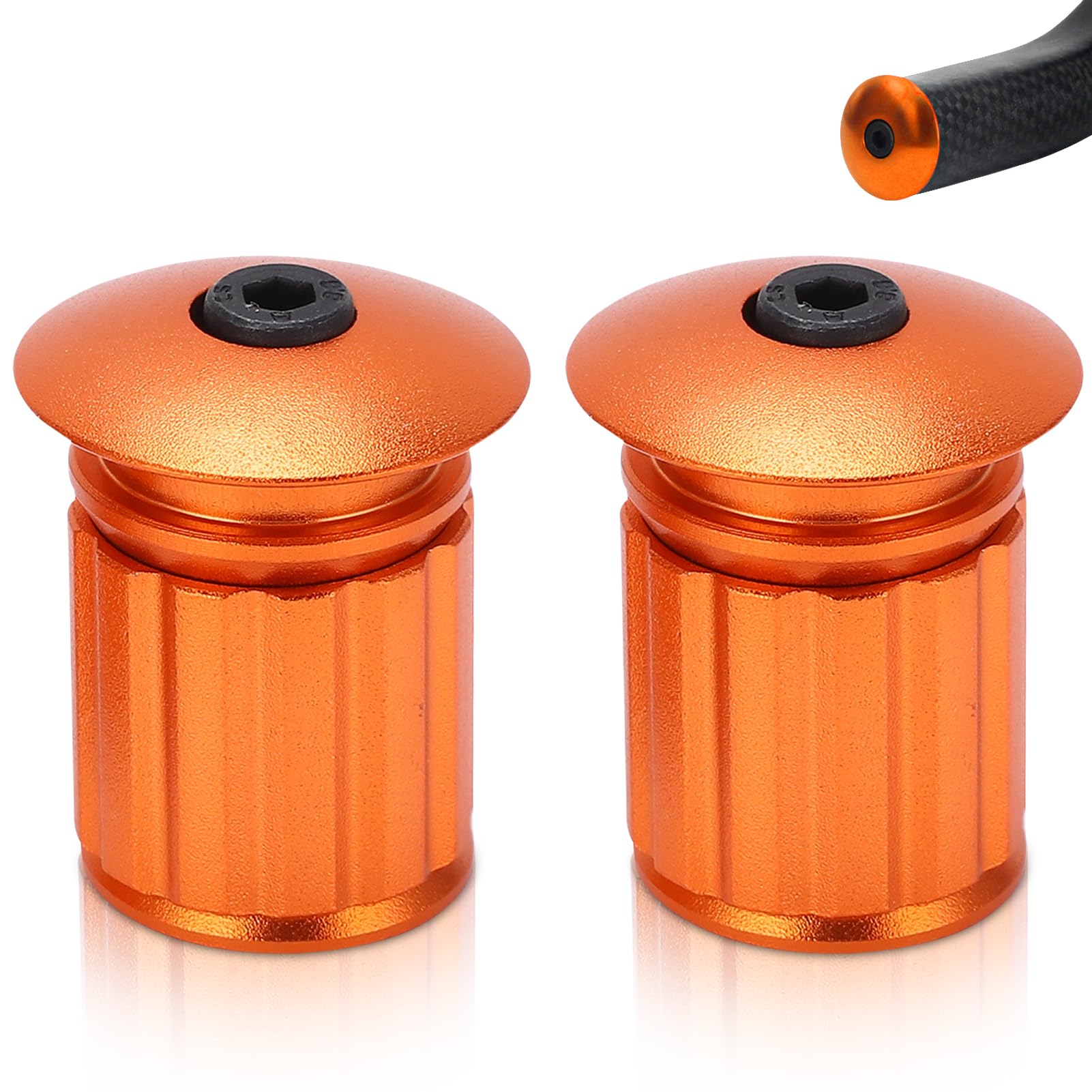 Cycling Bar End Plugs, Aluminum Bike Handlebar End Caps Plugs Handlebar Grip Bar End Caps Handlebar Grip Bar End Plug for Road Bike Mountain Bike MTB(orange)