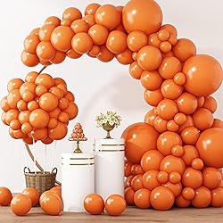 RUBFAC 129pcs Orange Balloons Different Sizes