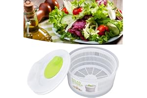 MOKERNALI Salad Drainer, 3L Capacity Salad Spinner with Drainboard Multifunctional Salad Drainer with Bowl and Strainer, Hand Crank Salad Dryer Vegetable Spinner for Cooking, 9.1 In Diameter