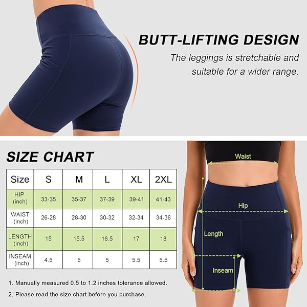 RONLIMO 2023 UPGRADED BIKER SHORTS WITH POCKETS FOR WOMEN HIGH WAISTED 5″ WORKOUT YOGA SHORTS RUNNING GYM SHORTS ATHLETIC