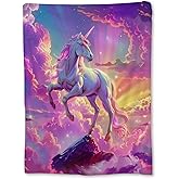 Ti Caldi Magical Unicorn Blanket | Soft Warm Fuzzy Lightweight Flannel Throw Blanket for Couch, Bed, Decor, Travel & Outdoor Use, Cozy Blankets for Adults Women Men 60×50 in
