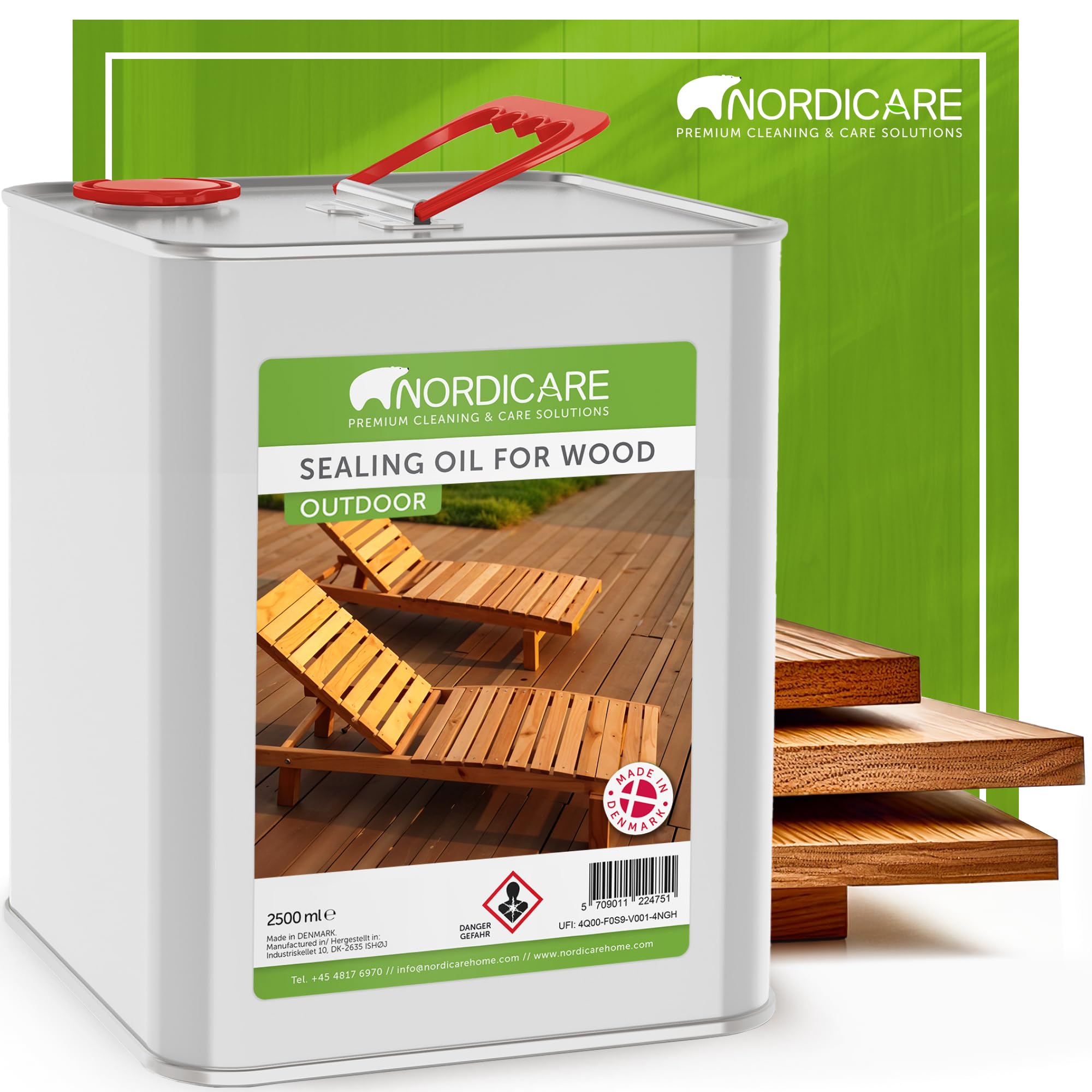 Nordicare Teak Oil for Garden Furniture 2.5L – Outdoor Wood Oil for Garden & Outdoor Furniture, Seals and Protects Against Drying Out, Easy to Apply, Suitable for Teak, Oak, Mahogany & More