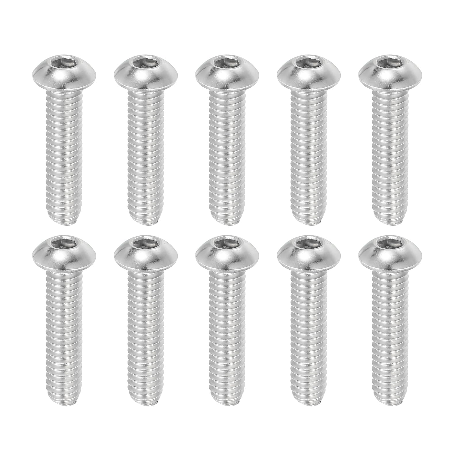 PATIKIL 5/16-18x1-1/2" Button Head Socket Cap Screws, 10 Pcs 304 Stainless Steel 18-8 Socket Cap Screw Bolts Allen Hex Drive Full Thread Fine Thread UNC