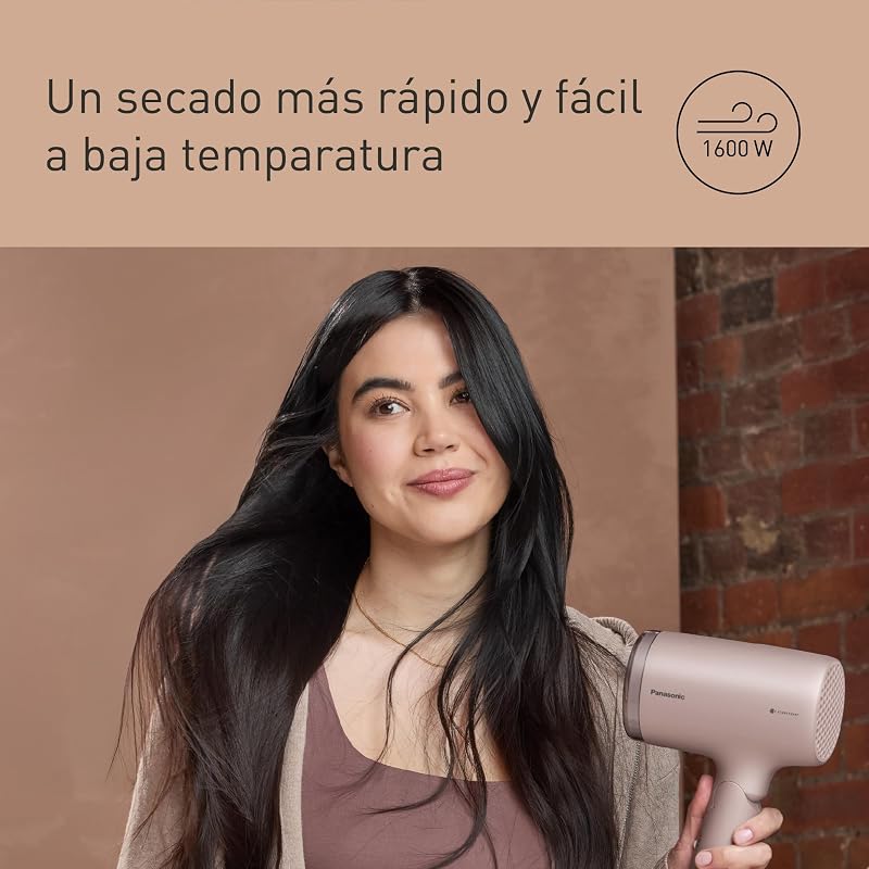 EH-NA7M-P825 Nanoe Secador De Pelo para un Cabello Brillante, Diseño Plegable, Secado Rápido, Accesorio Concentrador, 1600 W, Rosa