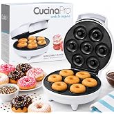 CucinaPro Mini Donut Maker, Electric Non-Stick, Bakes 7 Small Doughnuts | Decorate, Frost, Ice Your Own for Kid Friendly Baked Dessert Treat, Cooking Activity for Adults with Recipe Guide, Easy Bake