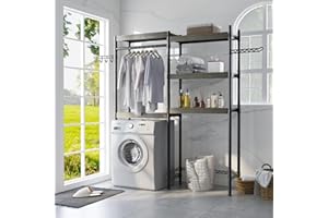 MilleLoom 5 Tiers Over Washer and Dryer Storage Shelves with Adjustable Height Shelf, Laundry Room Shelves with Anti-Tipping 
