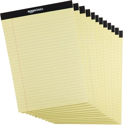Legal/larghe a righe, 8,5 by 11,75 pollici, 50 fogli, confezione da 12, Canary, Letter
