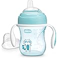 Chicco Transition Sippy Cup with Silicone Spout and Spill-Free Lid 7oz.| Calibration Markings | Removable Handles | Top-Rack Dishwasher Safe | Easy to Hold with Ergonomic Indents |Blue| 4+ Months