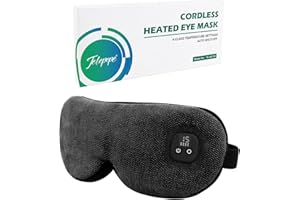 Telepepe Heated Eye Mask for Dry Eyes, Cordless Warm Eye Compress with 4 Heat Levels, 4-Level Timing, 1000mAh Rechargeable, W