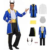 The Beast Costume Mens Prince Charming Costumes Set Dan Stevens Halloween Outfits Tailcoat Victorian Costumes