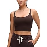 CRZ YOGA Butterluxe Soft Double Lined Cami Tank Tops for Women - Yoga Casual Going Out Crop Square Neck Sleeveless Shirts