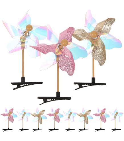 Colorful Windmill Hair Clips 30 Pcs Sparkly Pinwheel Barrettes for Rave Amazon.com : Baluue 12pcs Glitter Windmill Hair Clips for  main image 4