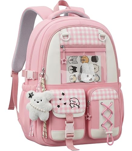 Cute Bunny Backpack, Multi-Pocket Bookbag, 11.4x5.9x15.7, School Travel Amazon.com | Cyxunand Cute Bunny Backpack,Kawaii School  main image 4