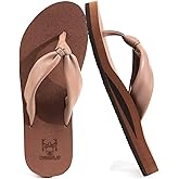 KuaiLu Womens Flip Flops With Arch Support Comfortable Yoga Mat Cushion Thong Leather Sandals for Ladies Fashion Slip On Summer Beach Walking Slides Indoor Outdoor Travel Orthotic Slippers