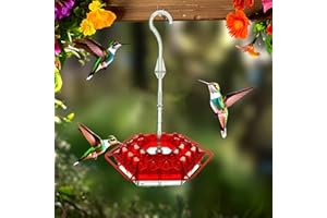 AOEHIT Hummingbird Feeders for Outdoors, Humming Bird Feeder, 30 Feeding Ports, with Ant Moat, Easy to Clean Bird Feeder for Gardens, Leak-Proof Design Outdoor Decor, Gifts for Mom&Women (Dark Red)