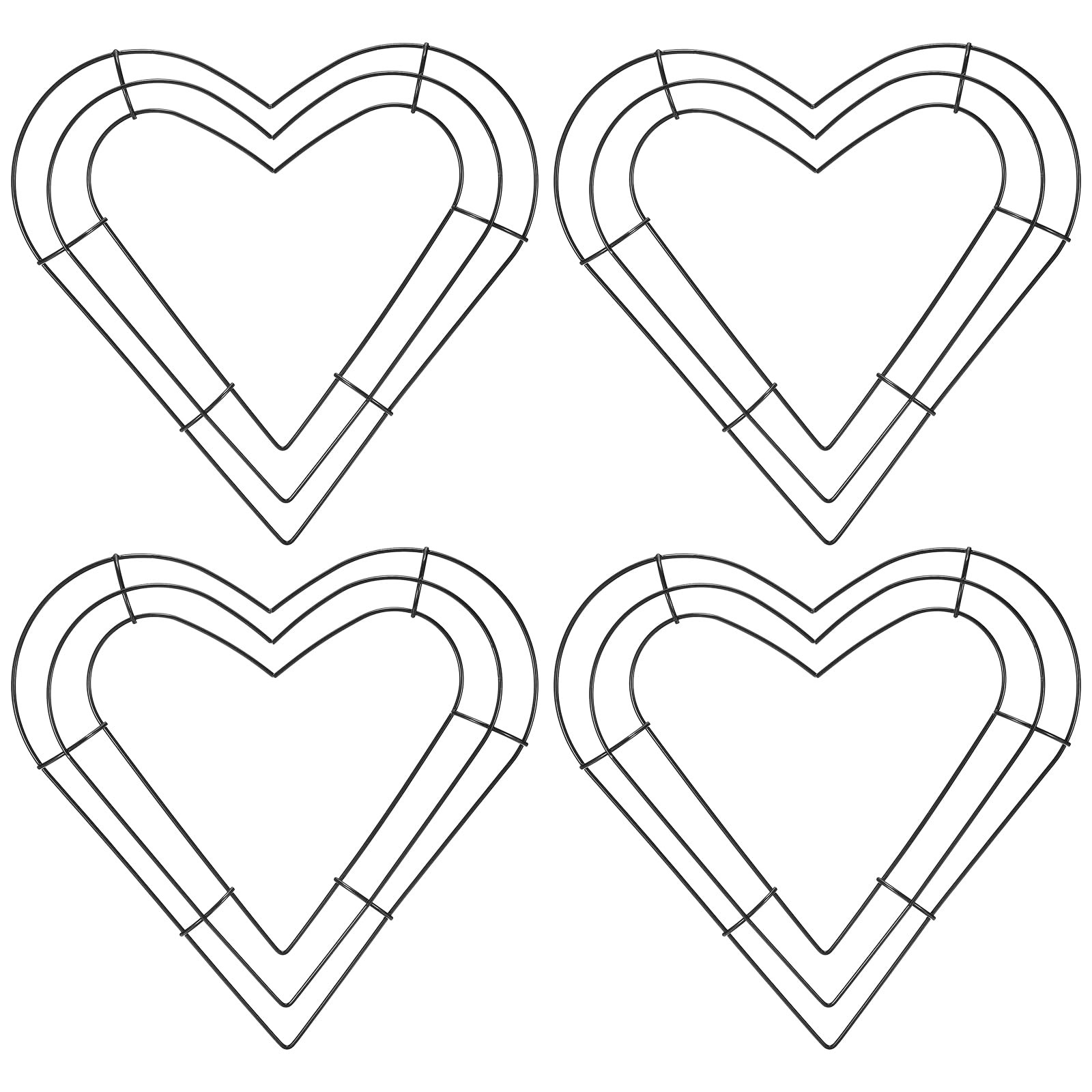 PATIKIL 10 Inch Christmas Wire Wreath Frame, 2 Pcs Metal Heart Shape Dream Catcher Rings Macrame Wreath Floral Hoop for Home Car DIY Craft Wedding Wall Hanging Decorations, Black