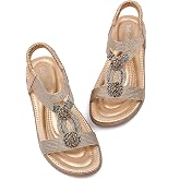 Bebxufa Women's Braided Flat Sandals - Outdoor Non-Slip Rubber Sole, Comfortable Casual Summer Shoes for Walking Hiking Beach Daily Wear