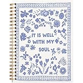 Bnwepo Bible Spiral Notebook, Bible Note Taking Supplies Notebook Journal, It Is Well With My Soul, Cute notebook, Blue Trendy Hardcover Gifts Notebook for Teen Girls Student Teacher,Christian Gifts for Women 5.5x8.3 inch