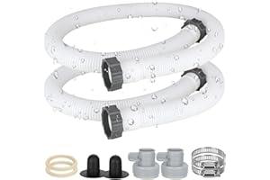EBUSIN 2Pcs 1.5" Diameter Pool Pump Replacement Hose,1 1/2 Inch Pool Hoses for Above Ground Pools,59" Long Accessory Pool Hoses with 2 Hose Adapters for Filter Pump and Saltwater Systems (2PC with Adapter)
