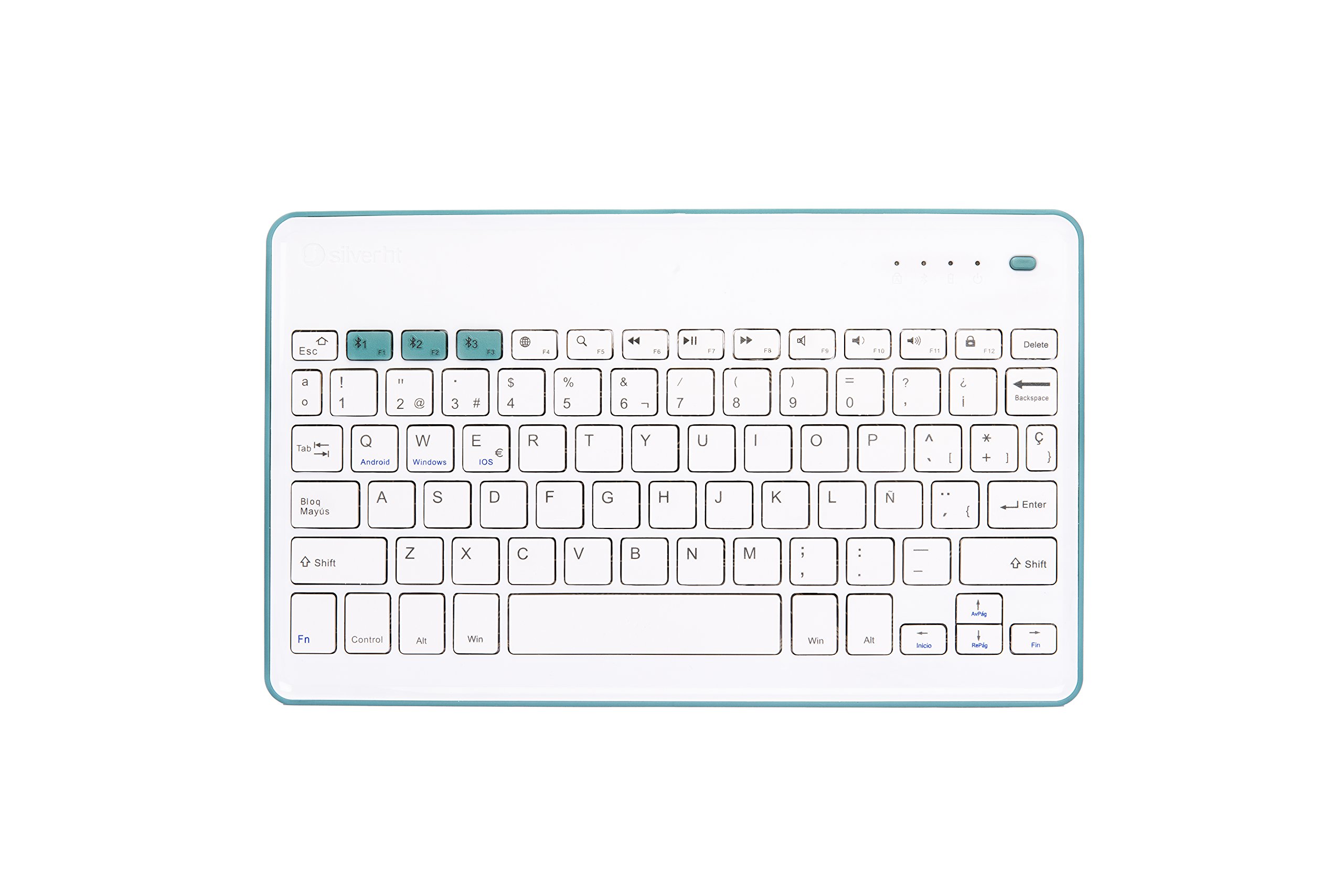 Silver HT 111936640199 Wireless Keyboard White/Blue