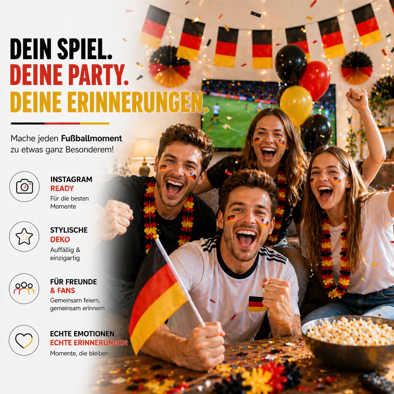 XXL Dekoset Fanartikel Deutschland Dekoration Set - Luftballons uvm. mit über 50 Teilen für Fußball WM 2026 7