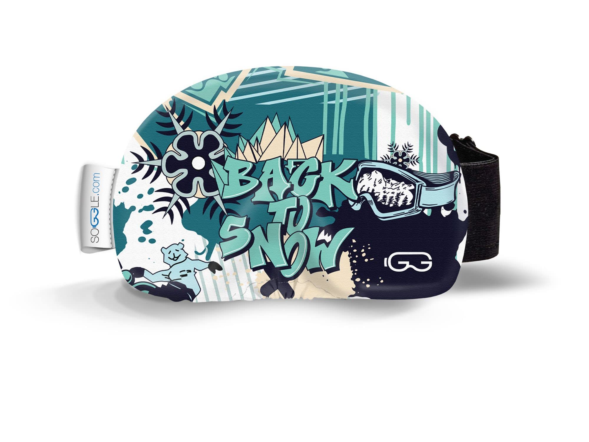 Soggle Ski Protective Microfibre Cover for Ski Goggles (One Size), Colour: Grafitti B-t-s-turquoise — image 1
