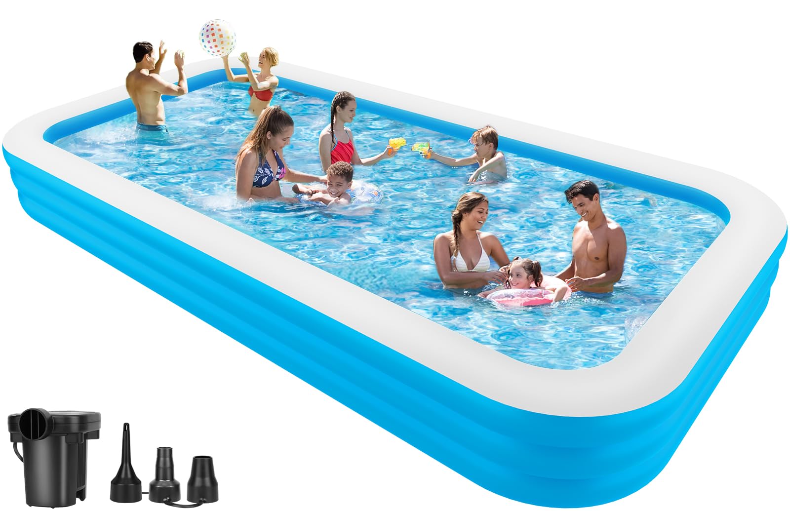 Photo 1 of *UNABLE TO TEST// UNKNOWN OF ANY MAJOR DAMAGES**Large Inflatable Pool with Air Pump, 158" X 74" X 22" Blow-Up Pool for Kids, Family, Adults, Inflatable Swimming Pool for Backyard, Outdoor, Garden, Summer Water Party