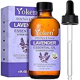 Yoken Lavender Essential Oil, 4 fl oz, Steam Distilled, Concentrated Formula with Soft Balanced Aroma, Without Added Fragrance