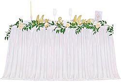 White Iridescent Sequin Table Skirt for Rectangle