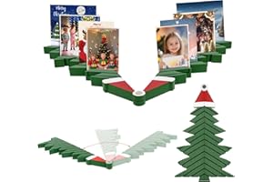 YIBOBO Christmas Card Display, Wooden Christmas Tree Postcard Display Stand, Adjustable Greeting Card Holder & Photo Organize