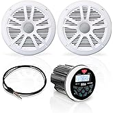 BOSS Audio Systems MCKGB350W.6 Weatherproof Marine Gauge Receiver and Speaker Package - IPX6 Receiver, 6.5 Inch Speakers, Bluetooth Audio, USB/MP3, AM/FM, NOAA Weather Band Tuner, no CD Player