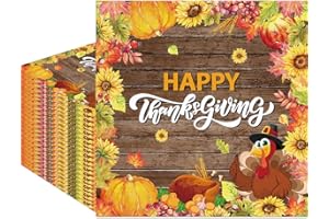 Fitumiw 80Pcs Happy Thanksgiving Paper Napkins Fall Autumn Thanksgiving Harvest Disposable Napkins Turkey Printed Decorative Napkins for Party Supplies Table Decor