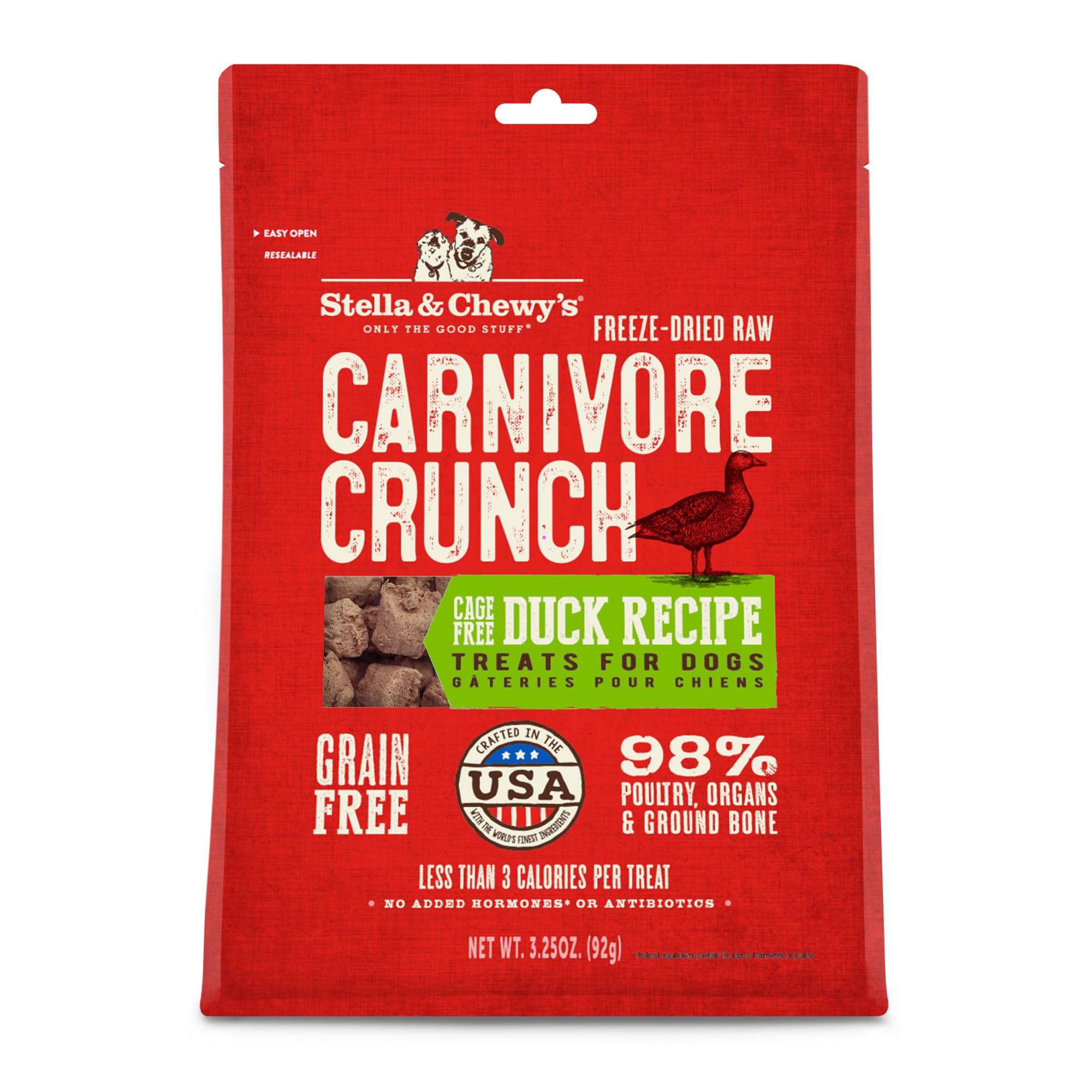 Stella & Chewy's Freeze-Dried Raw Carnivore Crunch Cage-Free Duck Recipe Dog Treats – 3.25 oz. Bag