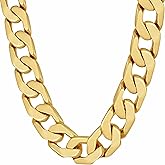 LIFETIME JEWELRY 11.5mm Flat Cuban Link Chain Necklace for Men 24k Real Gold Plated (24 inches, Gold)